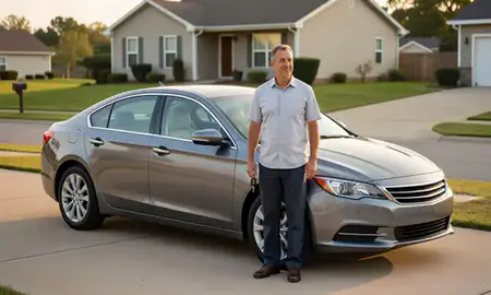 Car delivered to a driveway in Long Beach, Mississippi, United States