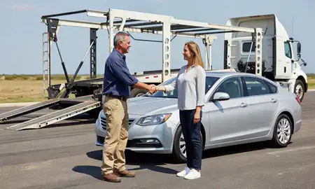 Vehicle owner beside their delivered car in Long Beach, Mississippi, United States
