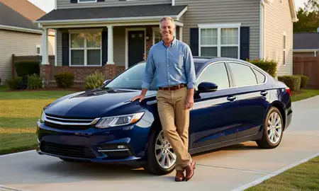 Customer with their delivered car in Madison, Mississippi, United States