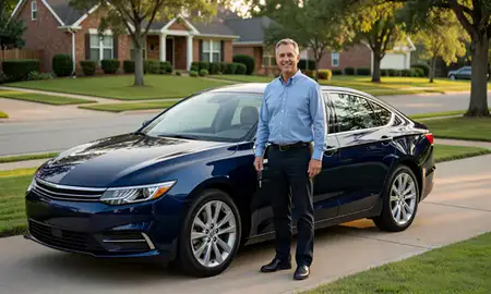 Car delivered to a driveway in Madison, Mississippi, United States