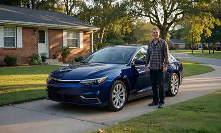 Car delivered to a driveway in Meridian, Mississippi, United States