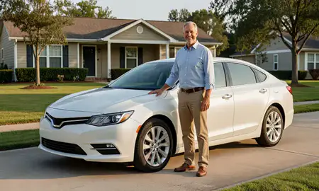 Customer with their delivered car in Ocean Springs, Mississippi, United States