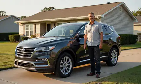 Car delivered to a driveway in Ocean Springs, Mississippi, United States