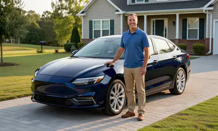 Customer with their delivered car in Olive Branch, Mississippi, United States