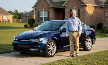 Car delivered to a driveway in Olive Branch, Mississippi, United States
