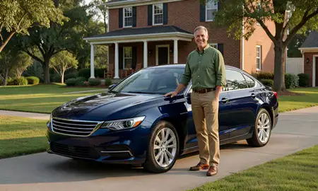 Customer with their delivered car in Oxford, Mississippi, United States