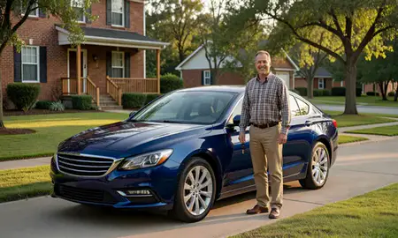 Car delivered to a driveway in Oxford, Mississippi, United States