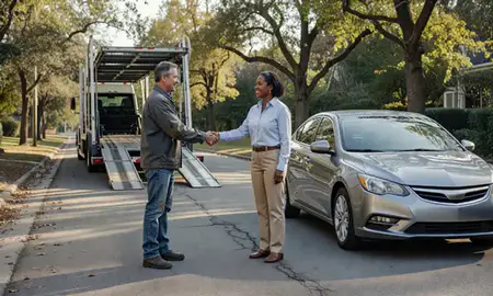 Vehicle owner beside their delivered car in Oxford, Mississippi, United States
