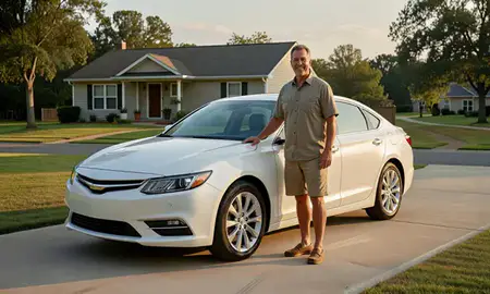 Customer with their delivered car in Pearl, Mississippi, United States