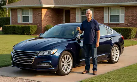 Car delivered to a driveway in Pearl, Mississippi, United States