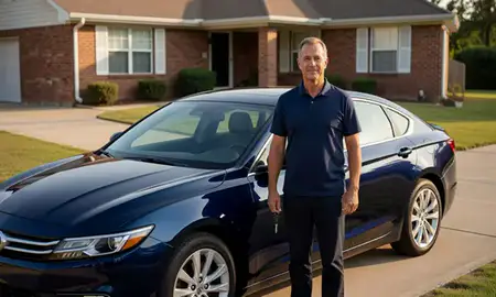Car delivered to a driveway in Starkville, Mississippi, United States