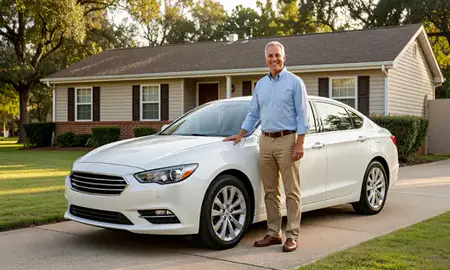 Customer with their delivered car in Tupelo, Mississippi, United States