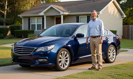 Car delivered to a driveway in Tupelo, Mississippi, United States
