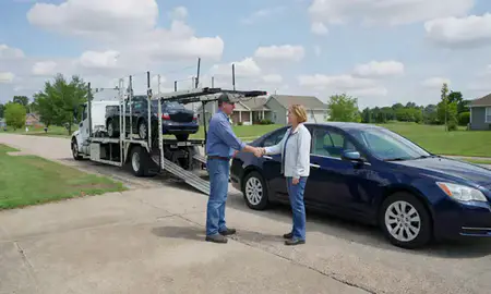 Vehicle owner beside their delivered car in Tupelo, Mississippi, United States