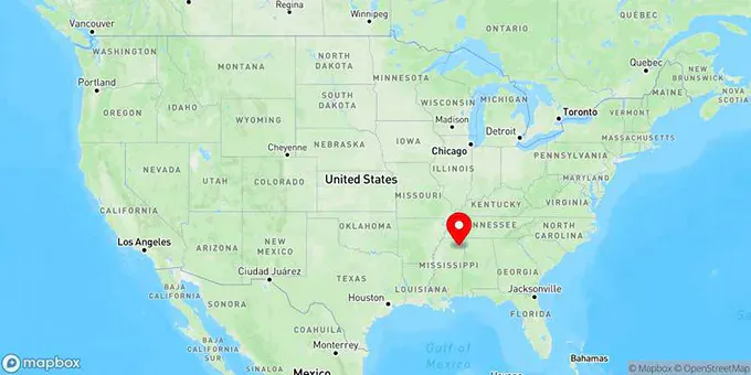 Map of Tupelo, Mississippi, United States