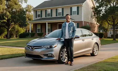 Customer with their delivered car in Vicksburg, Mississippi, United States