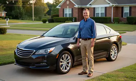 Car delivered to a driveway in Vicksburg, Mississippi, United States