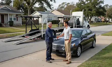 Vehicle owner beside their delivered car in Vicksburg, Mississippi, United States