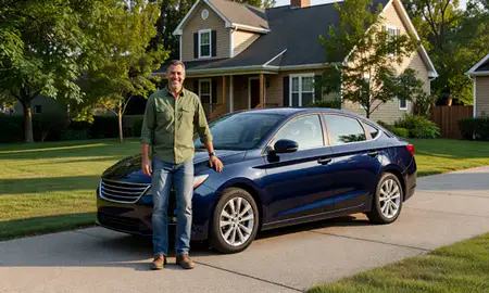 Customer with their delivered car in Missouri, United States