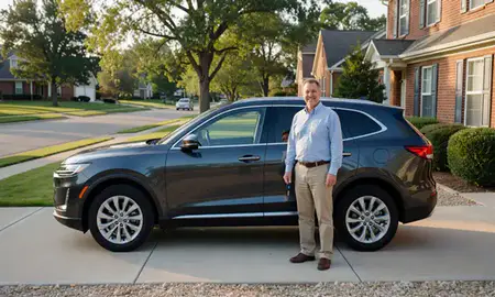Car delivered to a driveway in Missouri, United States