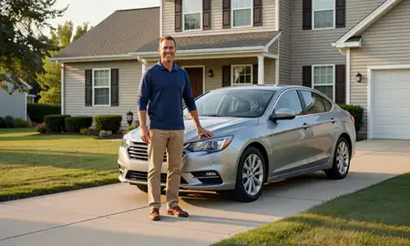 Customer with their delivered car in Ballwin, Missouri, United States