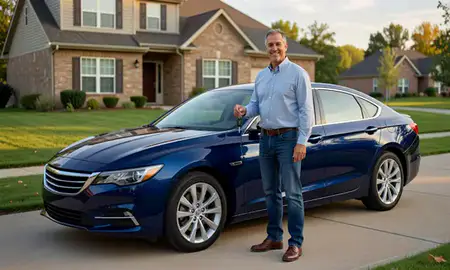 Car delivered to a driveway in Ballwin, Missouri, United States