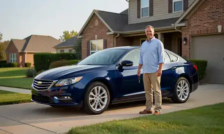 Car delivered to a driveway in Belton, Missouri, United States