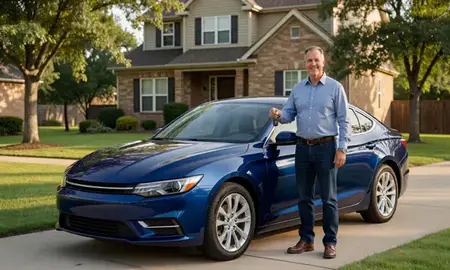 Car delivered to a driveway in Blue Springs, Missouri, United States