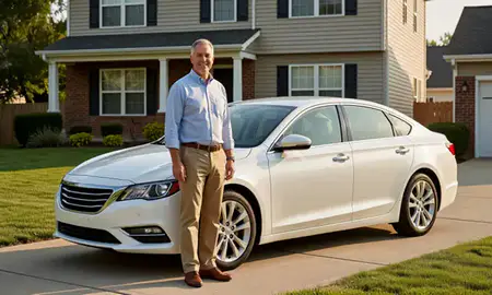 Customer with their delivered car in Chesterfield, Missouri, United States