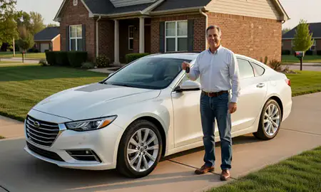Car delivered to a driveway in Chesterfield, Missouri, United States