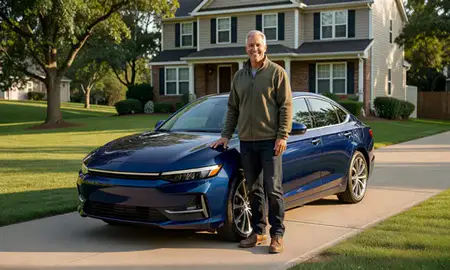Customer with their delivered car in Columbia, Missouri, United States