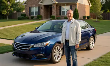 Car delivered to a driveway in Columbia, Missouri, United States