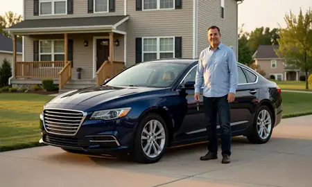 Car delivered to a driveway in Florissant, Missouri, United States