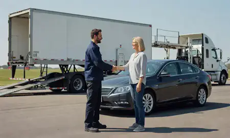 Vehicle owner beside their delivered car in Florissant, Missouri, United States