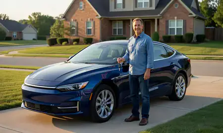Car delivered to a driveway in Grandview, Missouri, United States