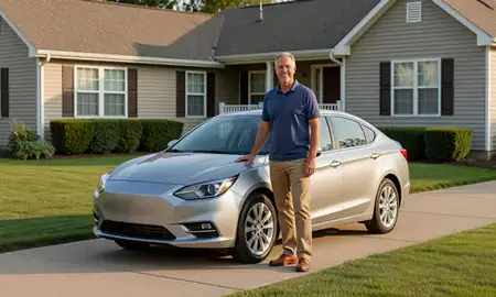 Customer with their delivered car in Hazelwood, Missouri, United States