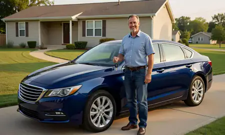 Car delivered to a driveway in Hazelwood, Missouri, United States