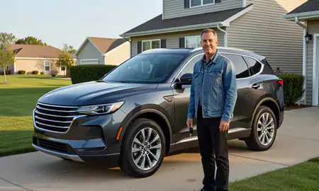 Car delivered to a driveway in Independence, Missouri, United States