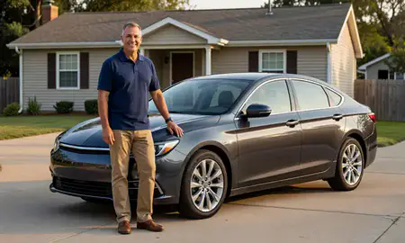 Customer with their delivered car in Jefferson City, Missouri, United States