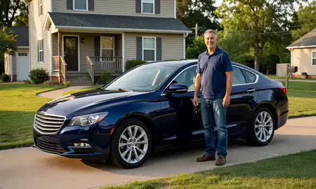 Car delivered to a driveway in Jefferson City, Missouri, United States