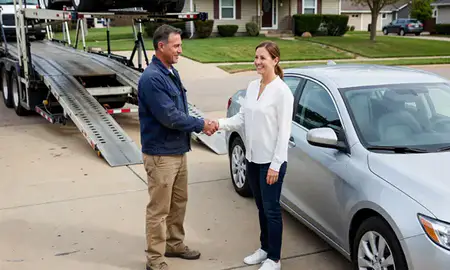 Vehicle owner beside their delivered car in Joplin, Missouri, United States