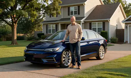 Customer with their delivered car in Kansas City, Missouri, United States
