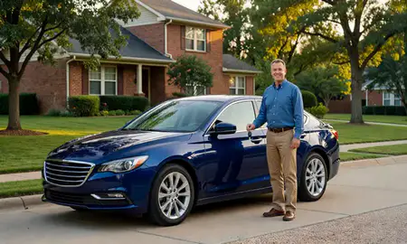 Car delivered to a driveway in Kirkwood, Missouri, United States