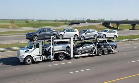 Multi-level car carrier on the highway to Lee's Summit, Missouri, United States
