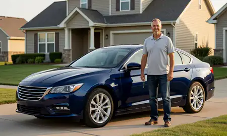 Car delivered to a driveway in Lee's Summit, Missouri, United States