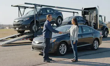 Vehicle owner beside their delivered car in Lee's Summit, Missouri, United States