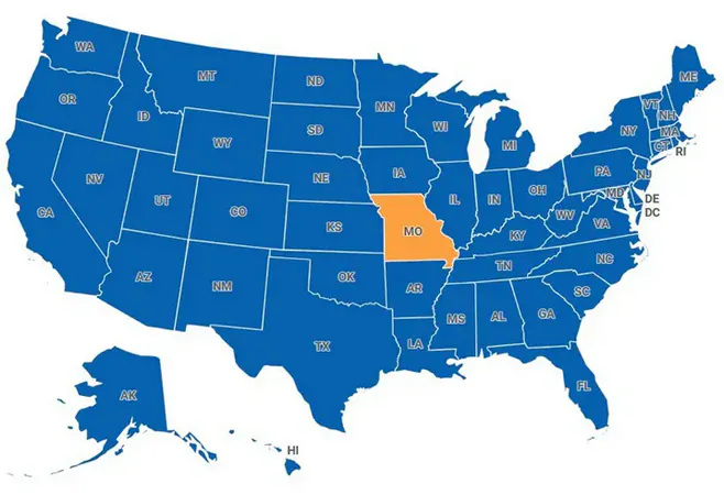 Map of Missouri, United States