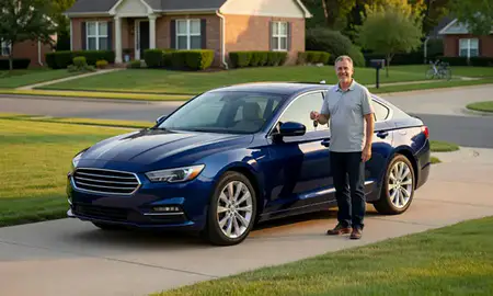 Car delivered to a driveway in Maryland Heights, Missouri, United States
