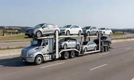 Multi-level car carrier on the highway to Mehlville, Missouri, United States