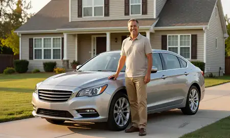 Customer with their delivered car in Mehlville, Missouri, United States